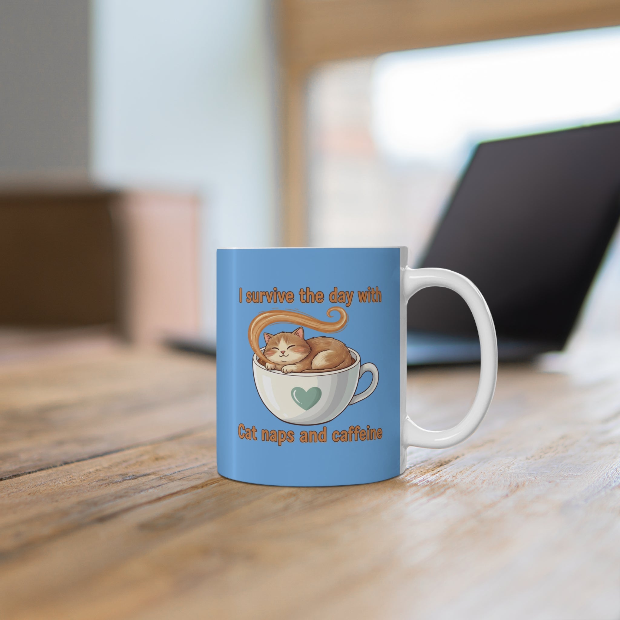 Copy of Copy of Copy of Coffee Cat Mug — "I Survive the Day With Cat Naps and Caffeine" 11oz