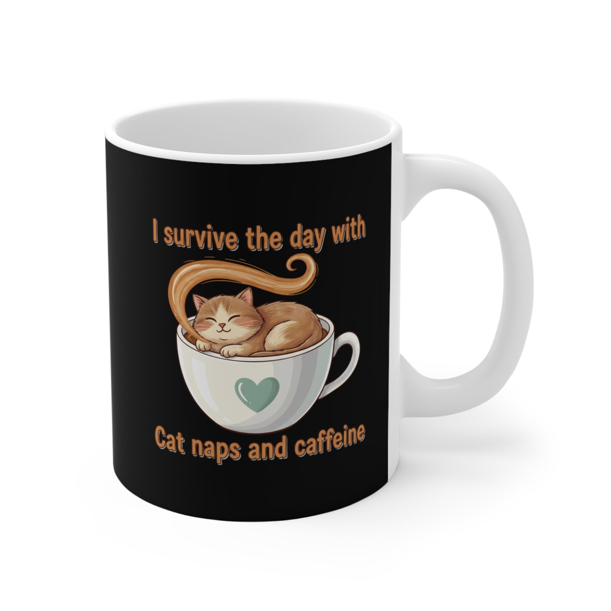 Copy of Copy of Coffee Cat Mug — "I Survive the Day With Cat Naps and Caffeine" 11oz